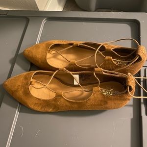 Brown lace up flats